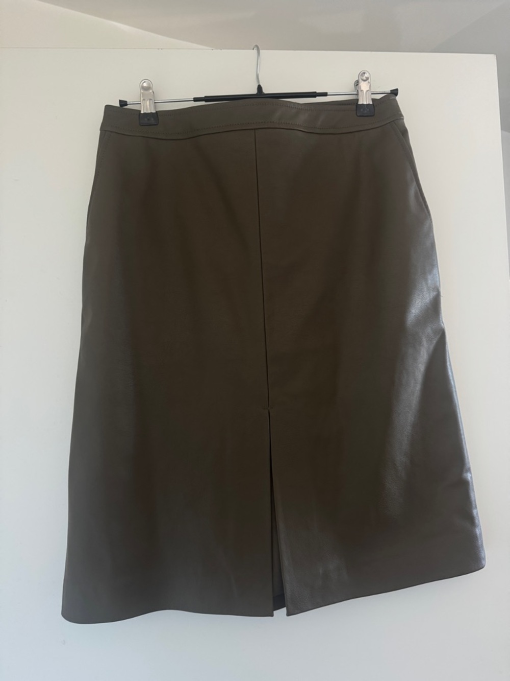Zara faux leather Olive Green Midi Skirt